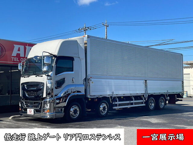 【1367】R3　ギガ　ハイルーフ　ウィング　新明和跳上ゲート　エアサス　低走行　リア門口ステンレス