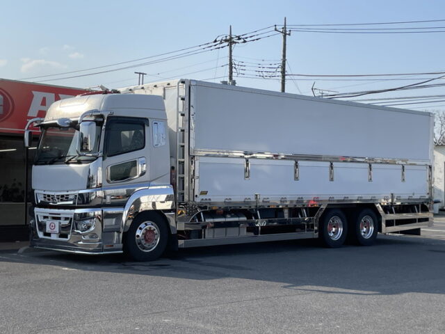 三菱ふそう：スーパーグレート：冷凍ウィング：AT：ハイルーフ：ステンレス架装多数：メッキパーツ多数：門口ステンレス：アルミホイール