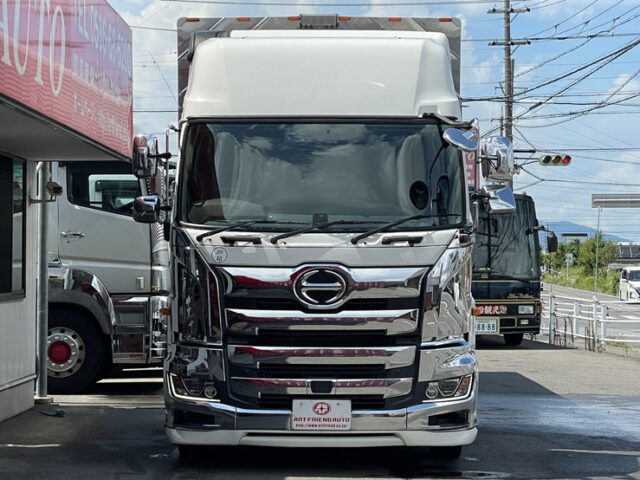 日野　17プロフィア　ハイルーフ　ウィング　E13Cエンジン　リア門口ステンレス