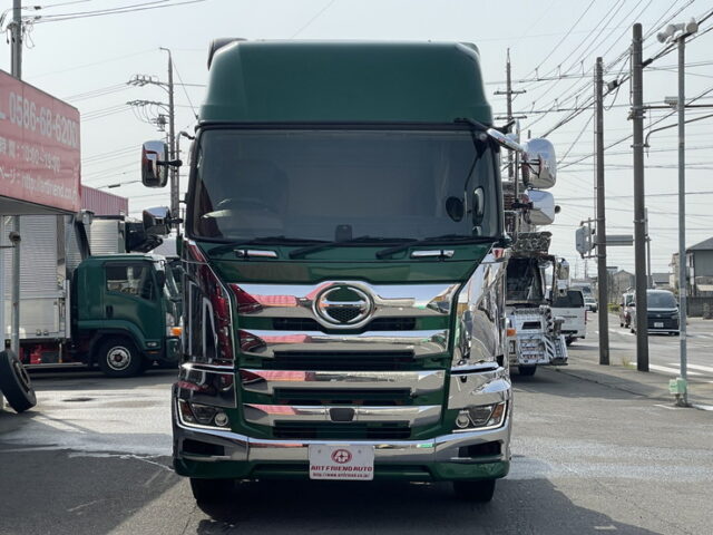 日野：17プロフィア：ハイルーフ：トレーラーヘッド：PTO付：ダンプレバー：メッキ多数