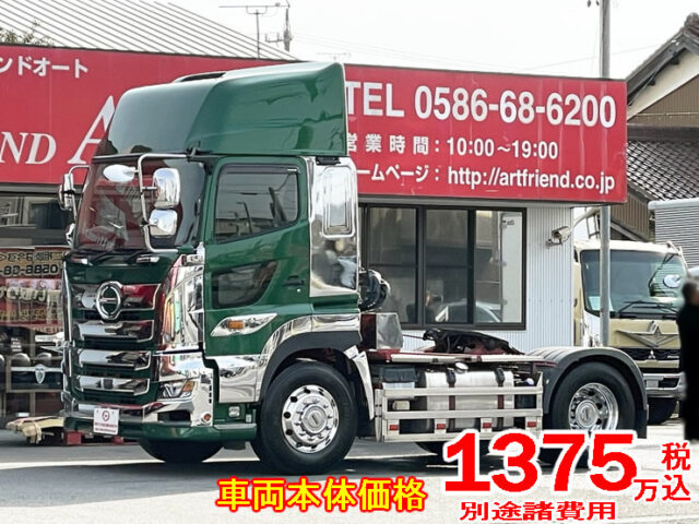 日野：17プロフィア：ハイルーフ：トレーラーヘッド：PTO付：ダンプレバー：メッキ多数
