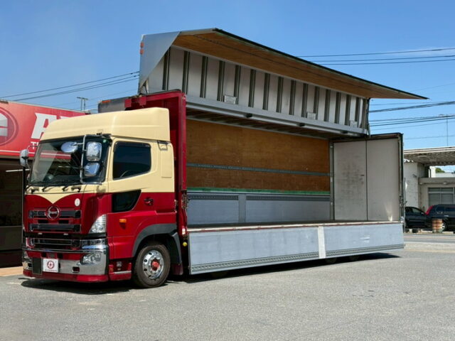 日野：プロフィア：リア門口ステンレス：ウィング：木床：プロシフト：総輪エアサス